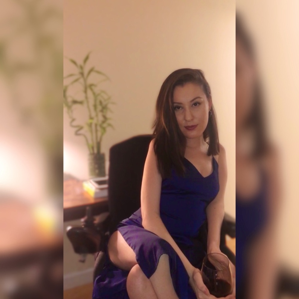 Superdown 🦋 Frida Side Slit Dress, Size XXS, Navy Blue